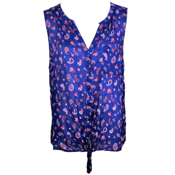 Lucky Brand Tops - Lucky Brand Navy Blue Paisley Top Size XL